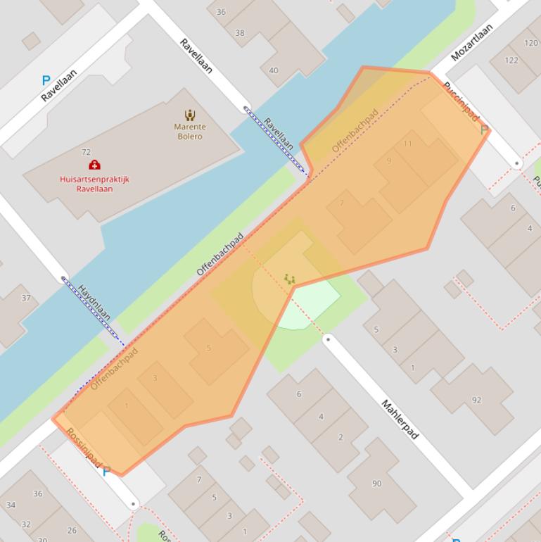 Kaart van postcodegebied 2215LW.