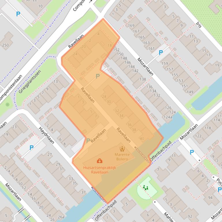 Kaart van postcodegebied 2215LZ.