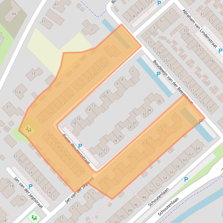 Kaart van postcodegebied 2215MB.