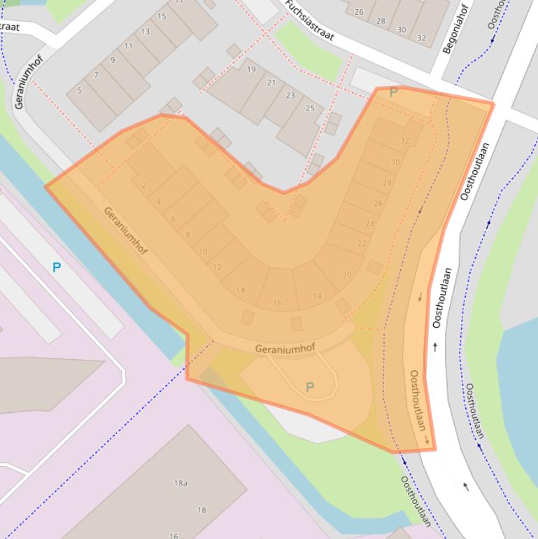 Kaart van postcodegebied 2215MJ.