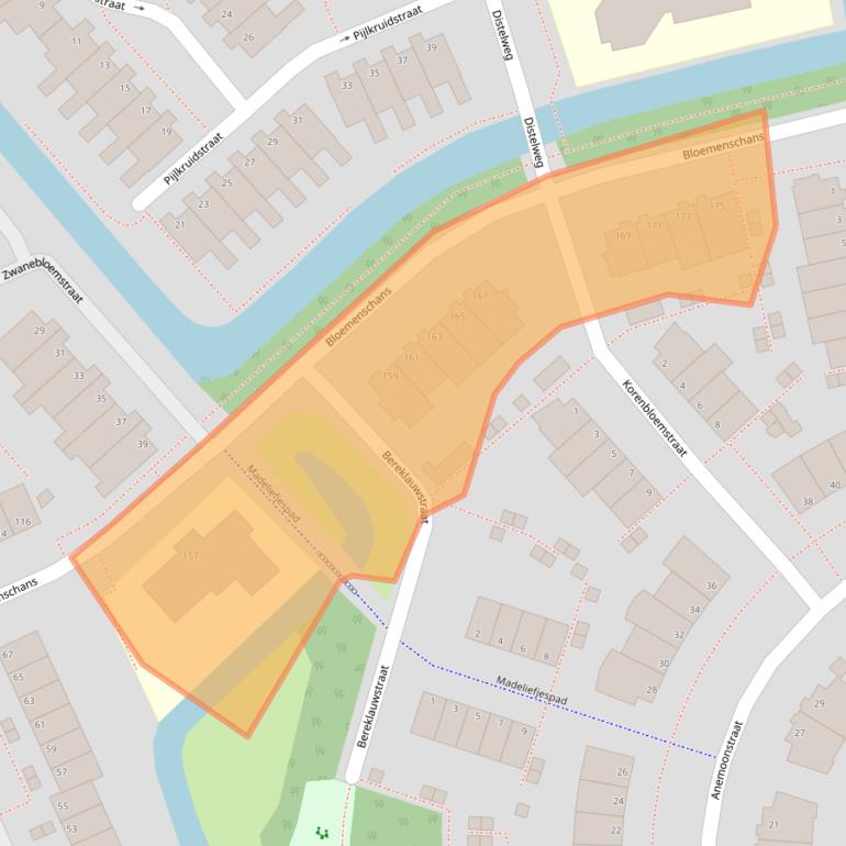 Kaart van postcodegebied 2215MV.