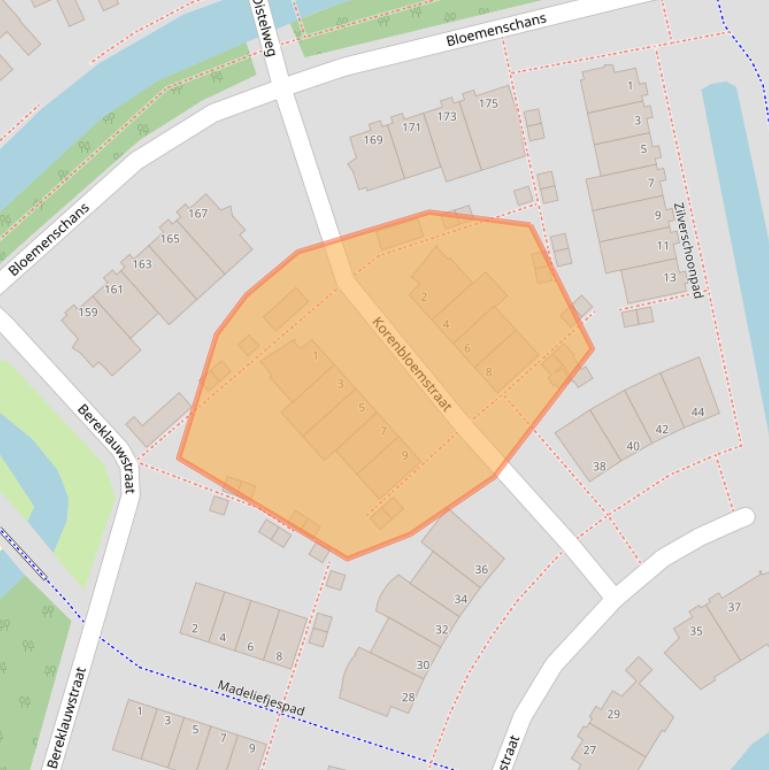 Kaart van postcodegebied 2215MX.