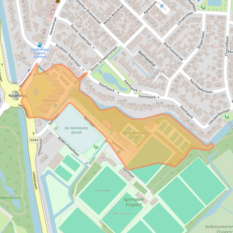 Kaart van postcodegebied 2215NB.