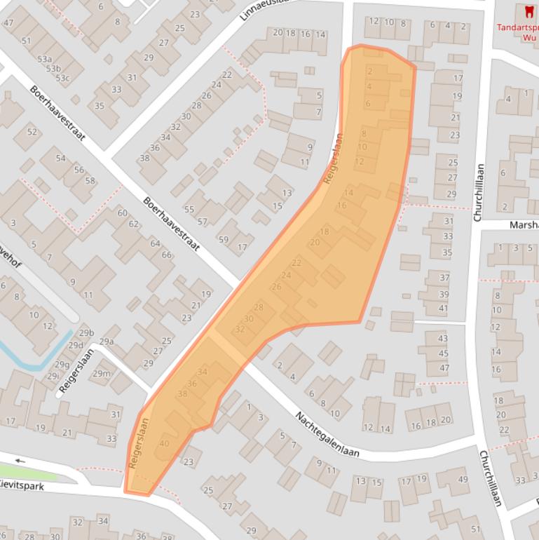 Kaart van postcodegebied 2215NN.