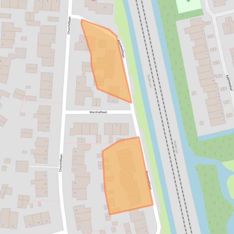 Kaart van postcodegebied 2215NV.