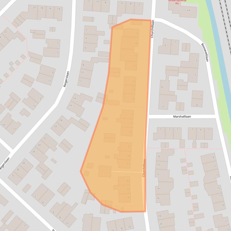 Kaart van postcodegebied 2215PE.