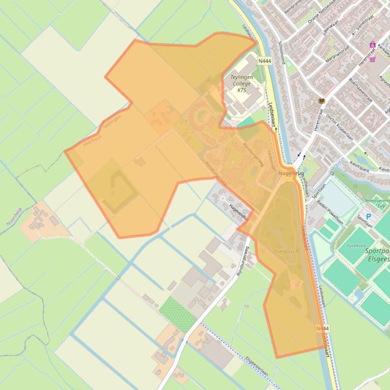 Kaart van postcodegebied 2215RA.