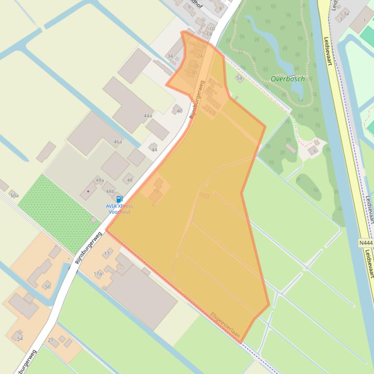 Kaart van postcodegebied 2215RB.