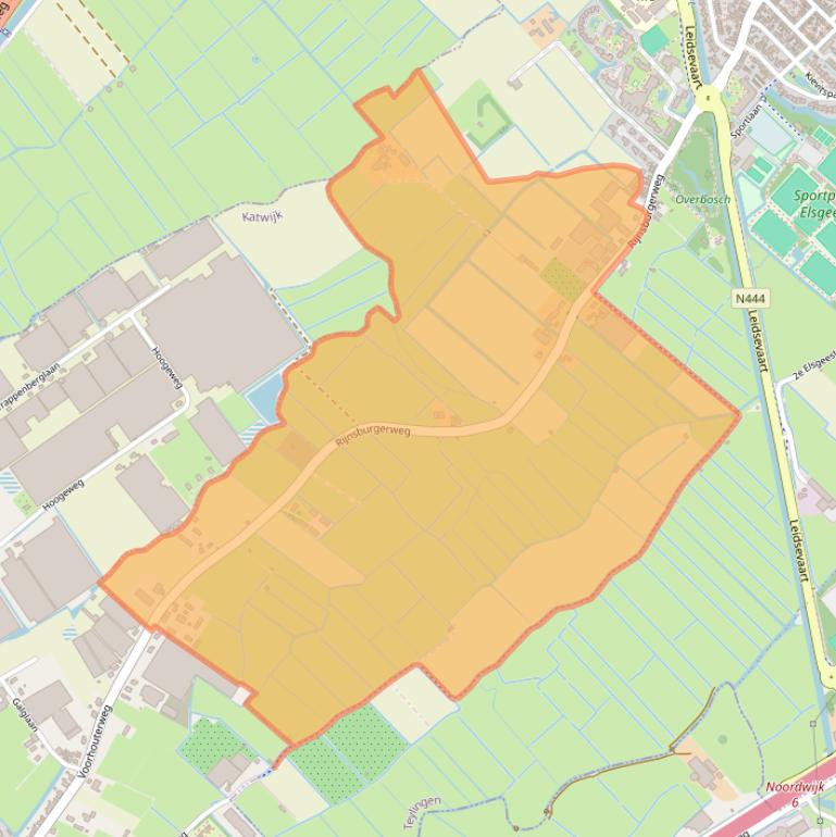 Kaart van postcodegebied 2215RC.