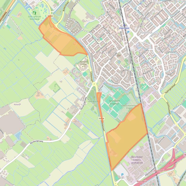 Kaart van postcodegebied 2215RD.