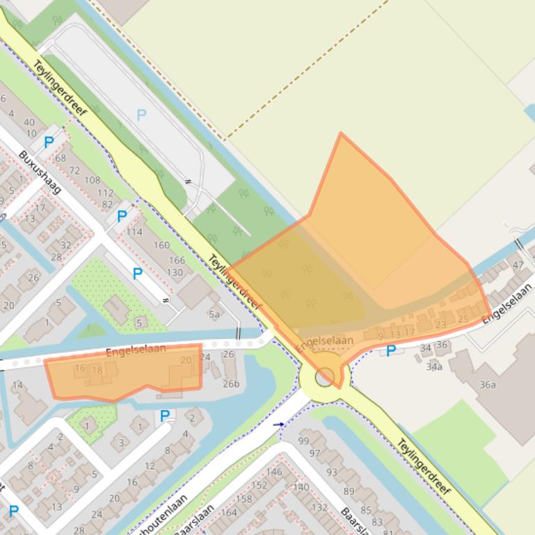 Kaart van postcodegebied 2215RH.