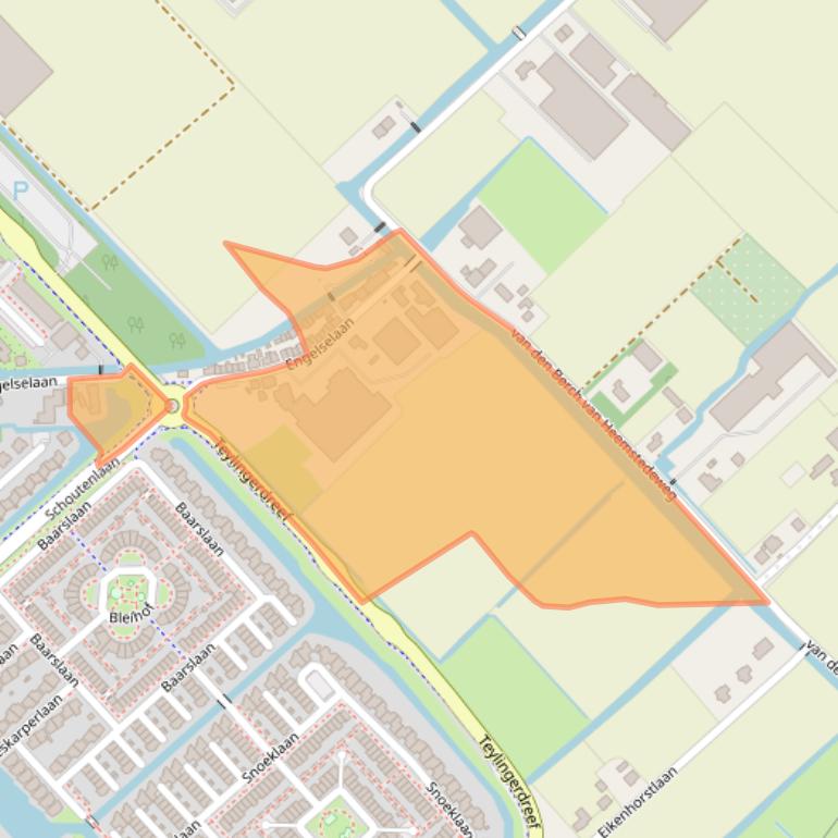 Kaart van postcodegebied 2215RJ.