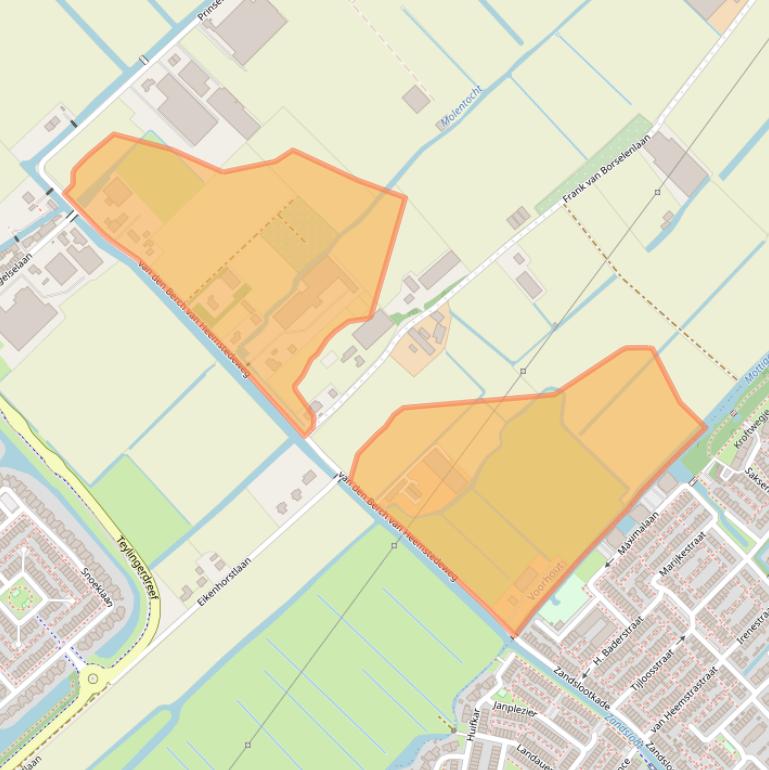 Kaart van postcodegebied 2215RK.