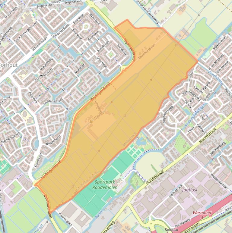 Kaart van postcodegebied 2215RL.