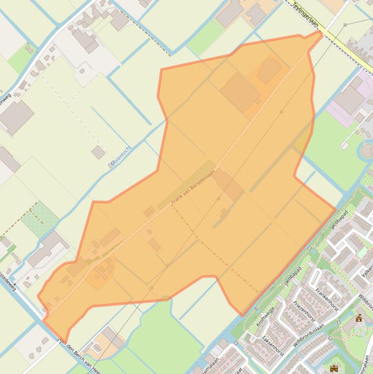 Kaart van postcodegebied 2215RM.
