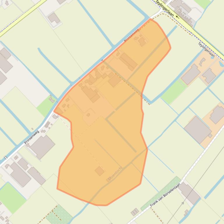 Kaart van postcodegebied 2215RP.