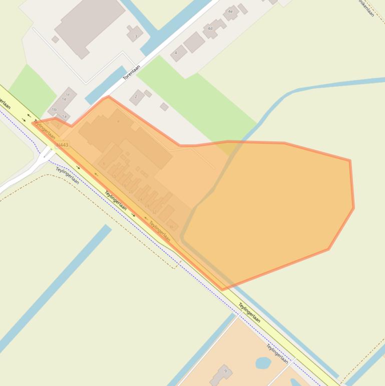 Kaart van postcodegebied 2215RR.