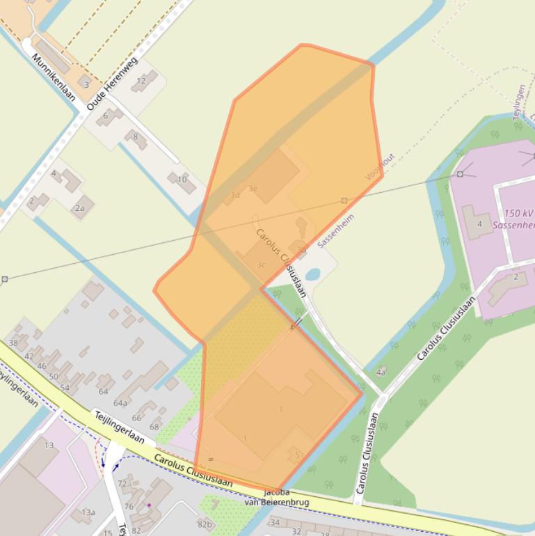 Kaart van postcodegebied 2215RV.