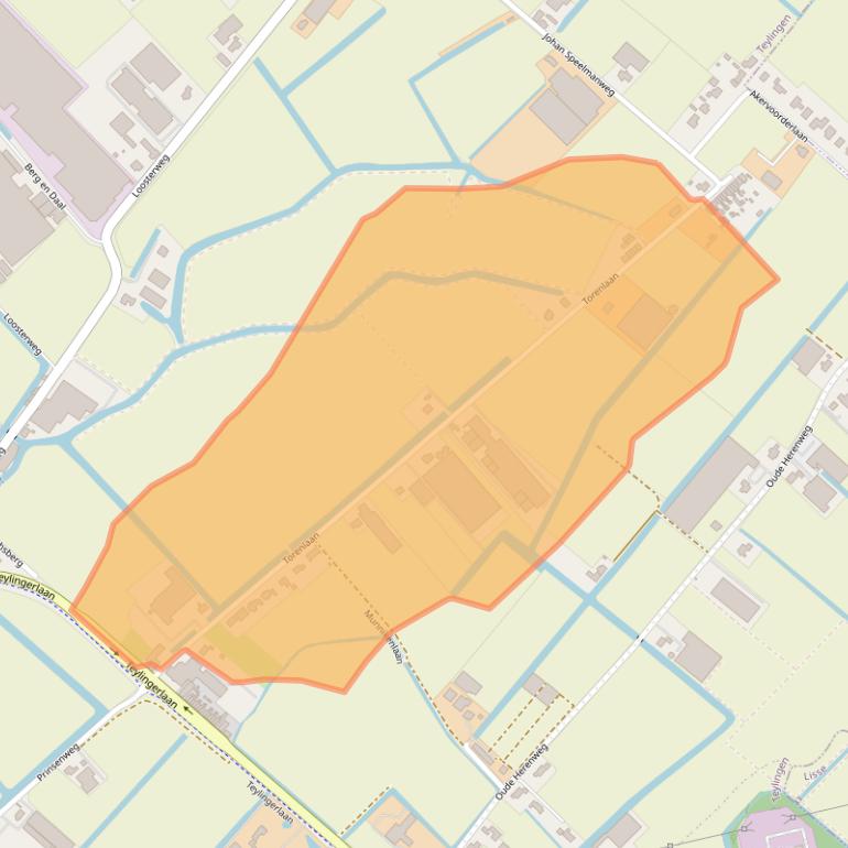 Kaart van postcodegebied 2215RW.