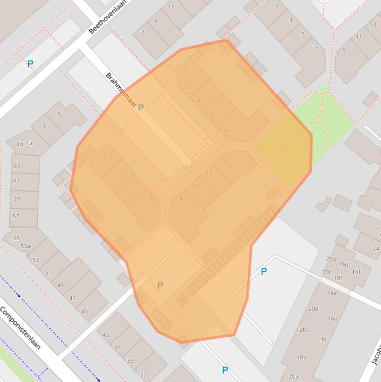 Kaart van postcodegebied 2215SJ.