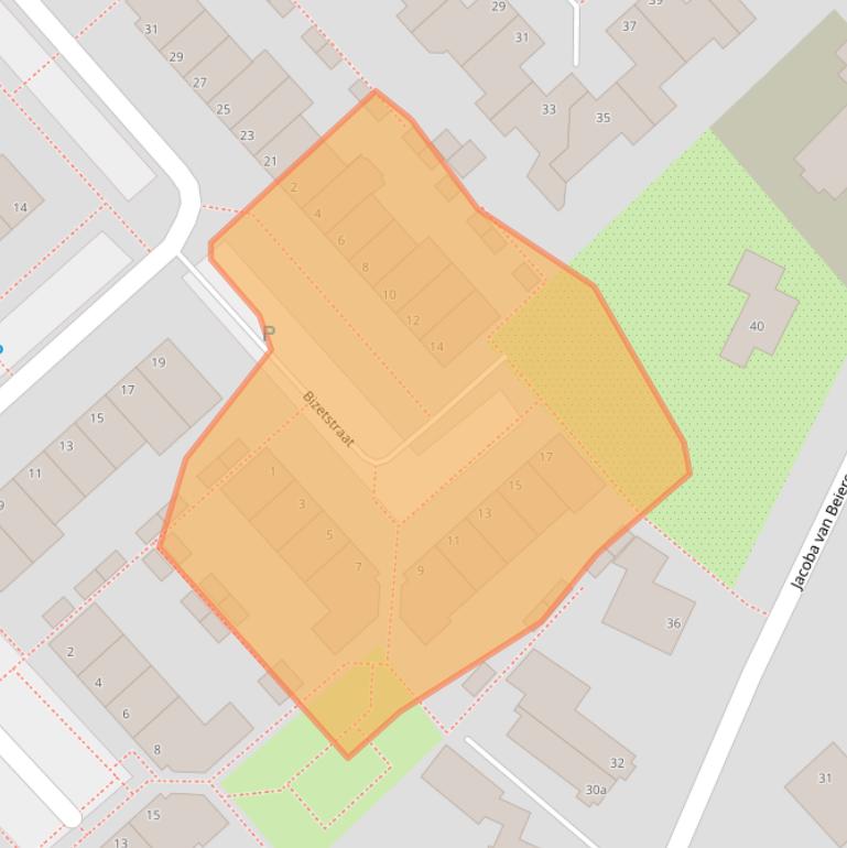 Kaart van postcodegebied 2215SK.