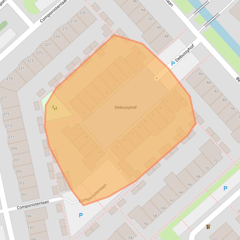 Kaart van postcodegebied 2215SM.