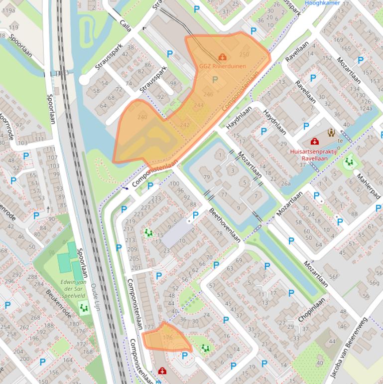 Kaart van postcodegebied 2215ST.