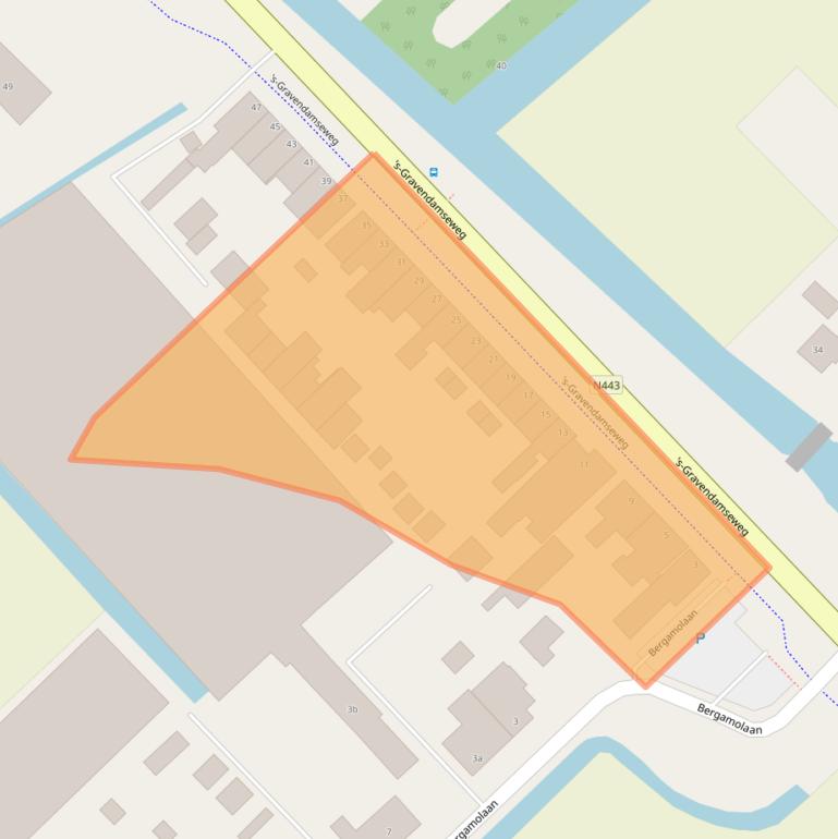 Kaart van postcodegebied 2215TB.