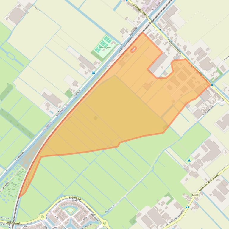 Kaart van postcodegebied 2215TC.