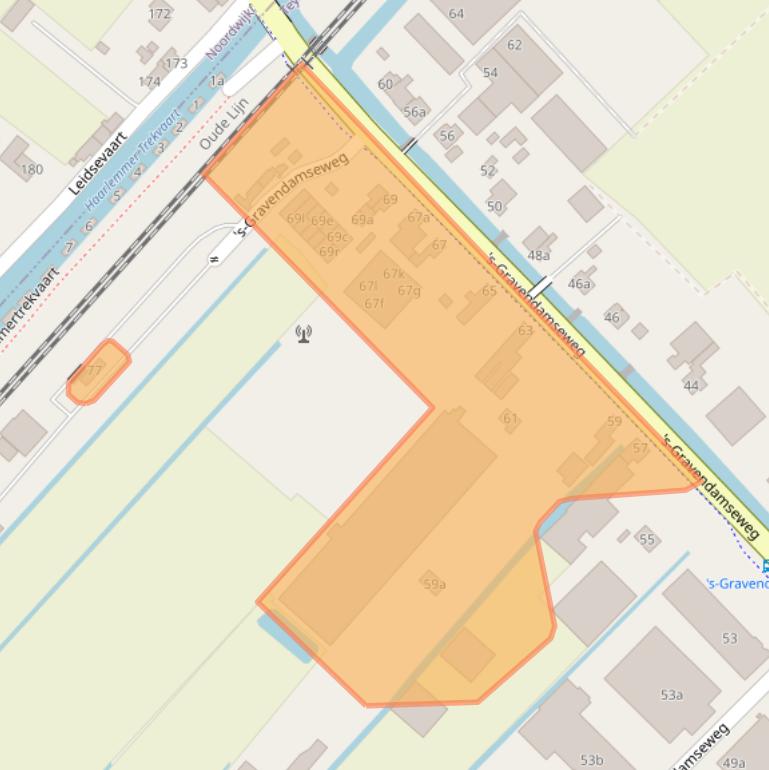 Kaart van postcodegebied 2215TG.