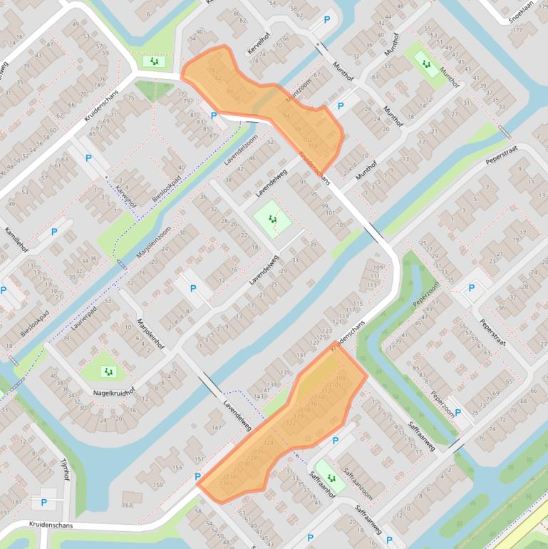 Kaart van postcodegebied 2215TV.