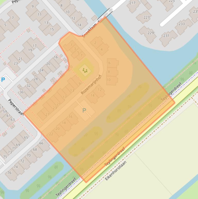 Kaart van postcodegebied 2215VL.