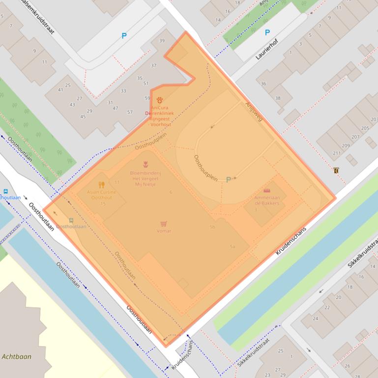 Kaart van postcodegebied 2215VM.