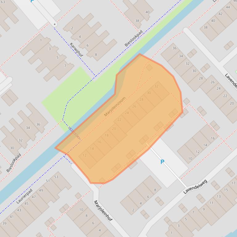 Kaart van postcodegebied 2215VV.