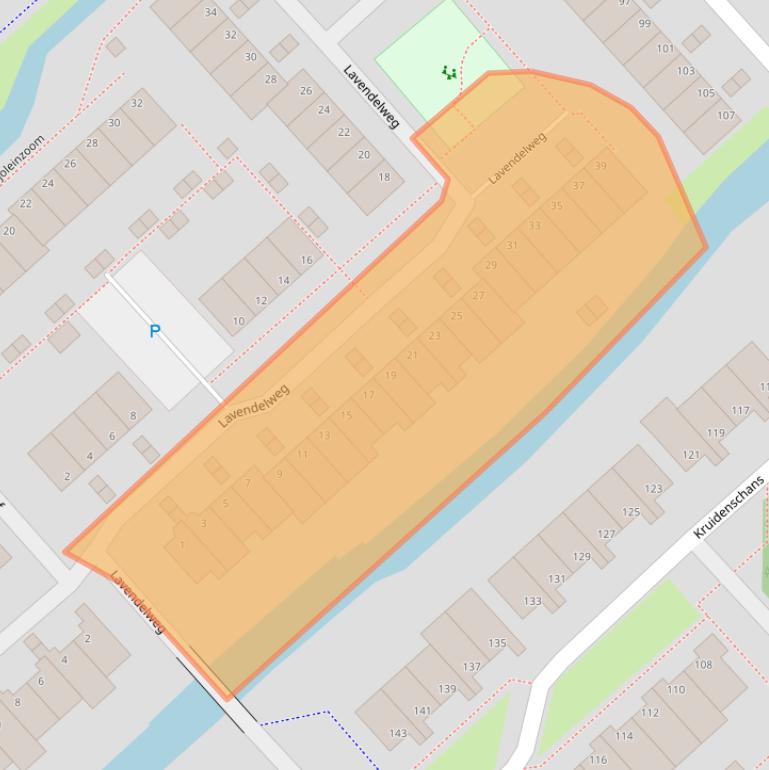 Kaart van postcodegebied 2215VW.