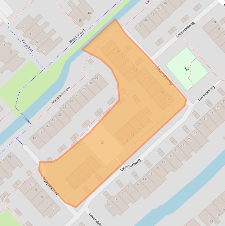 Kaart van postcodegebied 2215VX.