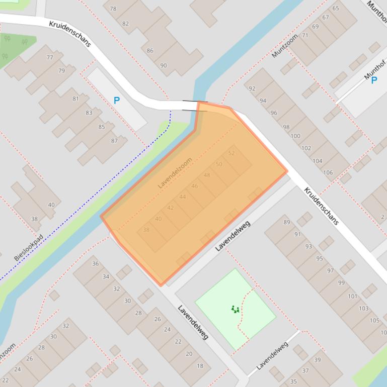 Kaart van postcodegebied 2215VZ.