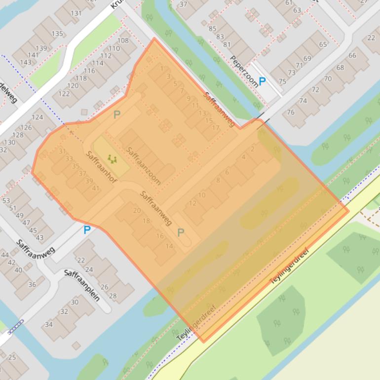 Kaart van postcodegebied 2215WB.