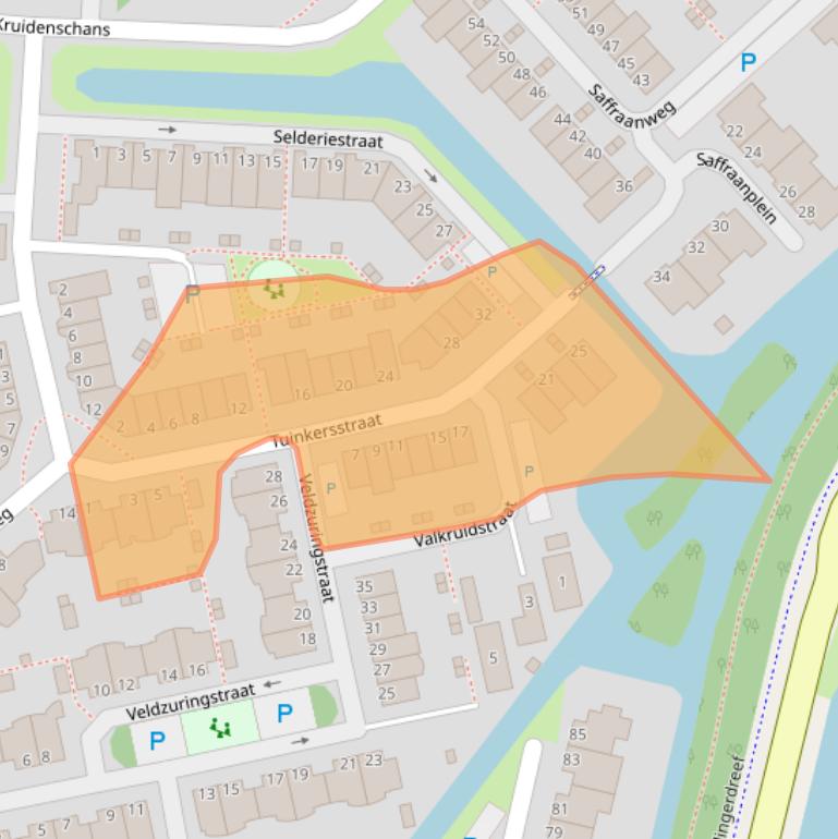 Kaart van postcodegebied 2215WL.