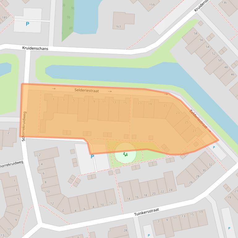 Kaart van postcodegebied 2215WN.