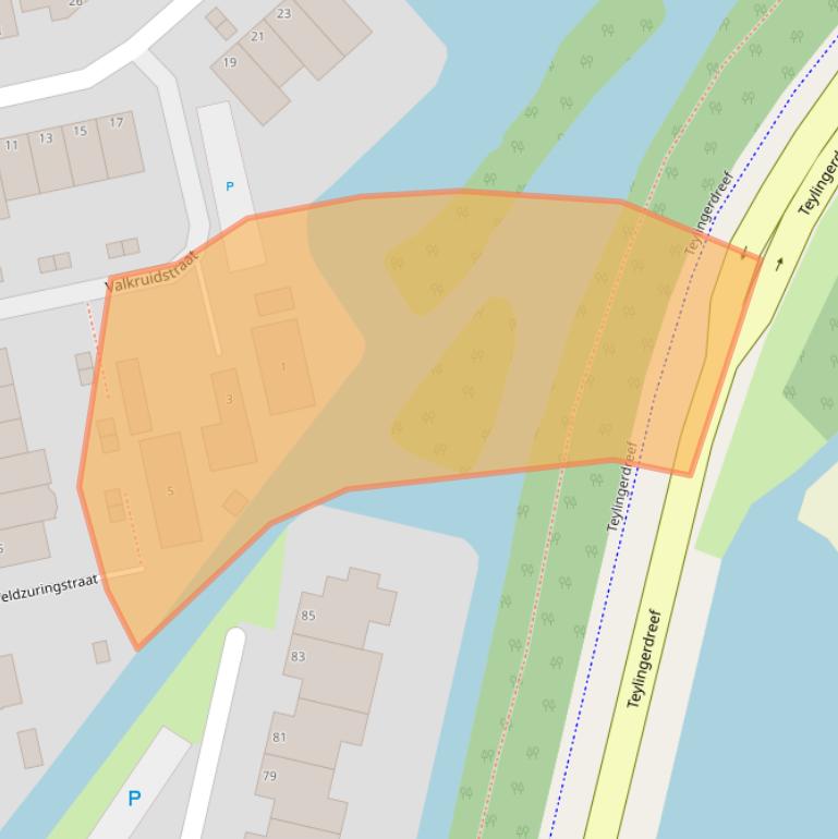 Kaart van postcodegebied 2215WP.