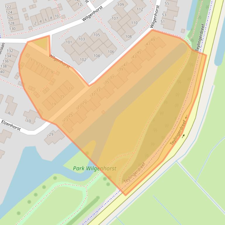 Kaart van postcodegebied 2215WS.