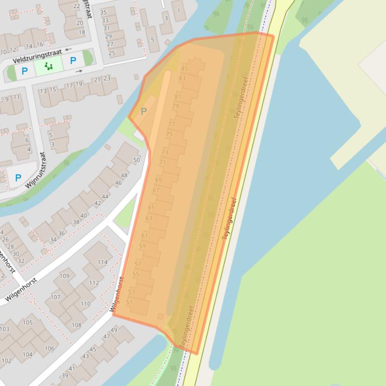 Kaart van postcodegebied 2215WT.