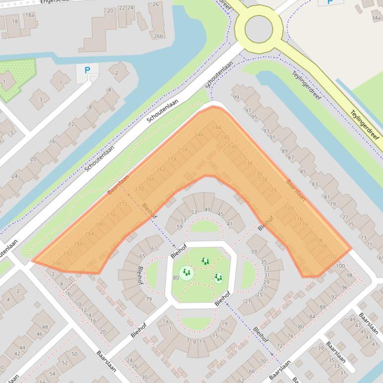 Kaart van postcodegebied 2215XM.