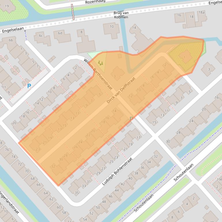 Kaart van postcodegebied 2215XX.