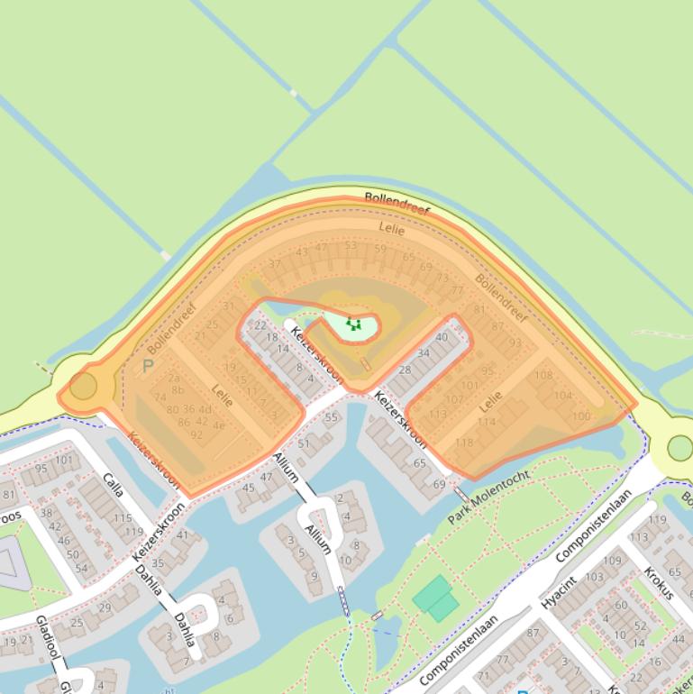 Kaart van postcodegebied 2215ZC.