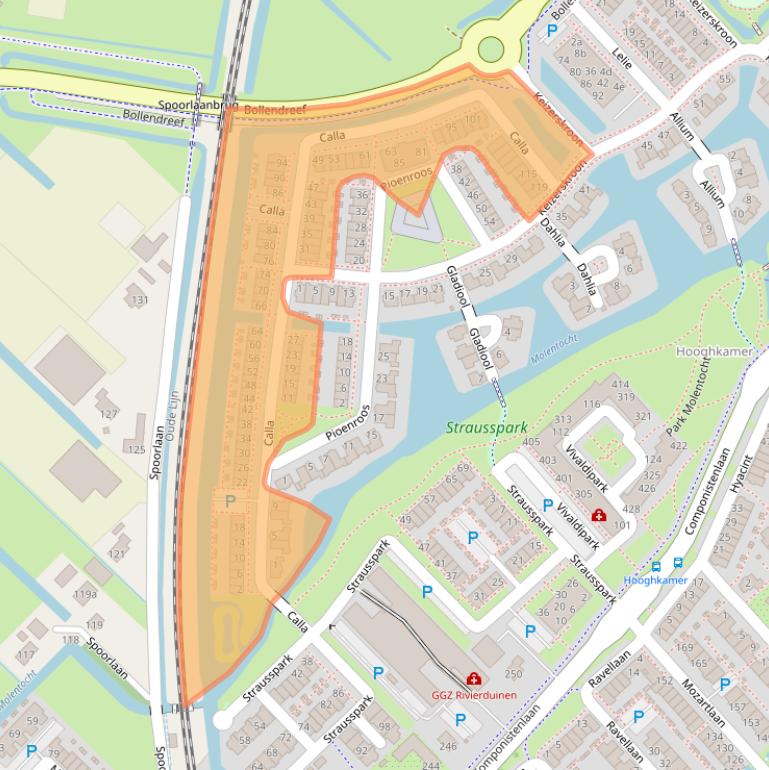 Kaart van postcodegebied 2215ZD.