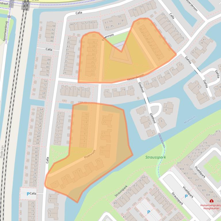 Kaart van postcodegebied 2215ZM.