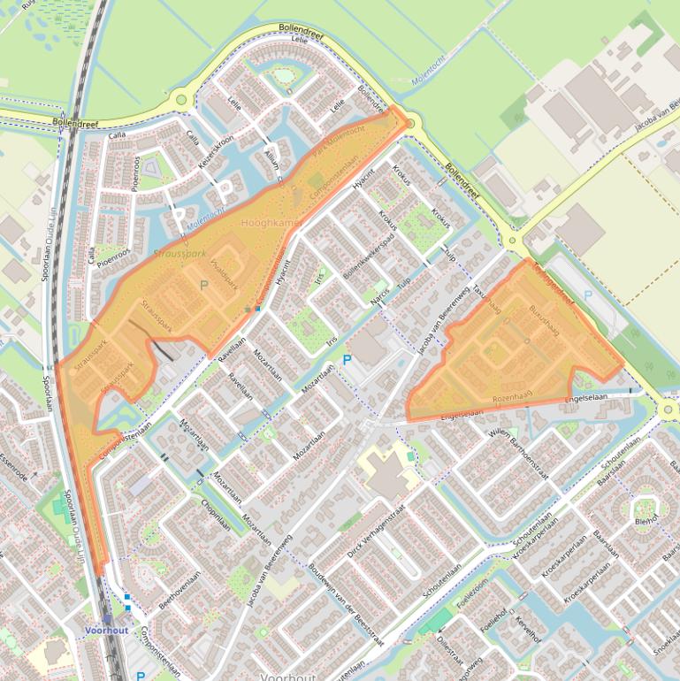 Kaart van postcodegebied 2216.