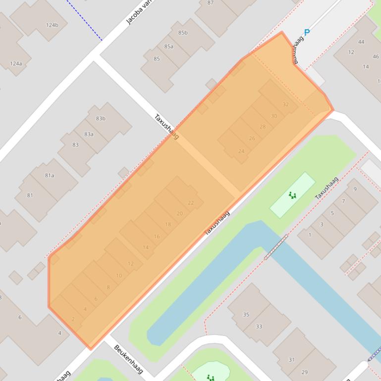 Kaart van postcodegebied 2216AA.